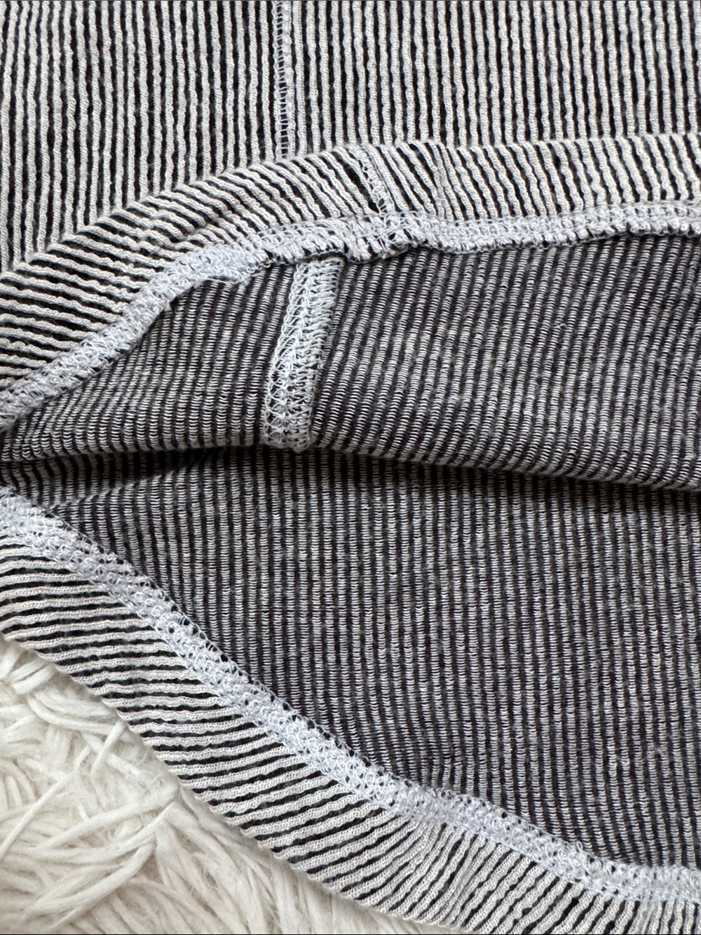 Bucket List Ribbed Crewneck Henley LS Top ๐ Black & White - Picture 10 of 13